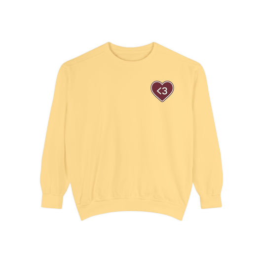 Garment-Dyed Sweatshirt with <3 Heart Patch β Cozy Valentine Pullover