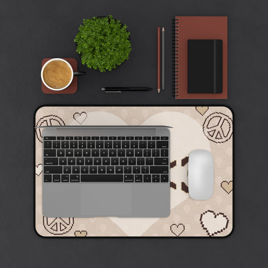 WW<3 Peace & Hearts Desk Mat β Neutral Retro Vibe Mouse Pad