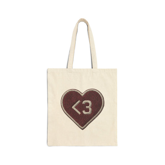 Canvas Tote Bag — Retro Heart "<3" Design | Valentine, Everyday Shopper