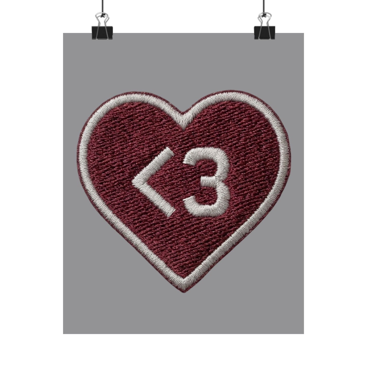 Heart <3 Embroidered Patch Matte Poster — Cute Valentine Wall Art