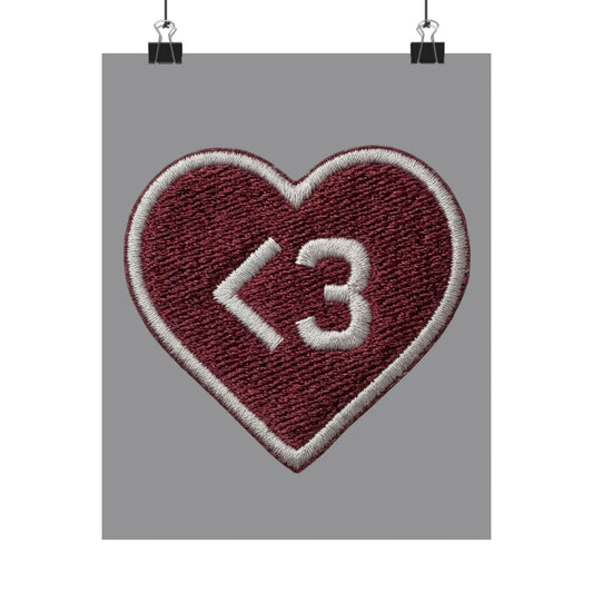 Heart <3 Embroidered Patch Matte Poster — Cute Valentine Wall Art